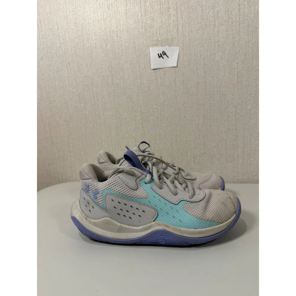 Under Armour Jet 23 Basketball Shoes Halo Gray Blue Surf Purple 3026636-102 2.5Y